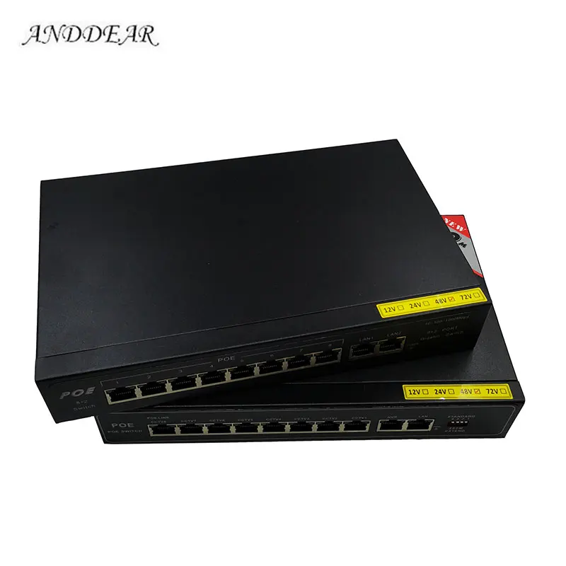 

ANDDEAR-BO7 48v 8 port gigabit unmanaged poe switch 8*10/100 mbps POE poort; 2*10/100/1000 mbps UP Link poort; NVR poort