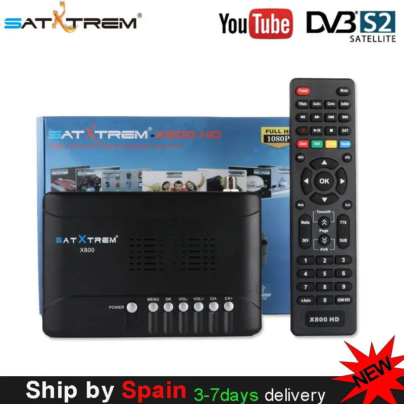 

Satxtrem digital satellite X800 HD tv receiver DVB-S2 Standard 1080P HD support cccam Dollby,AC3,wifi,youtube youpron powervu