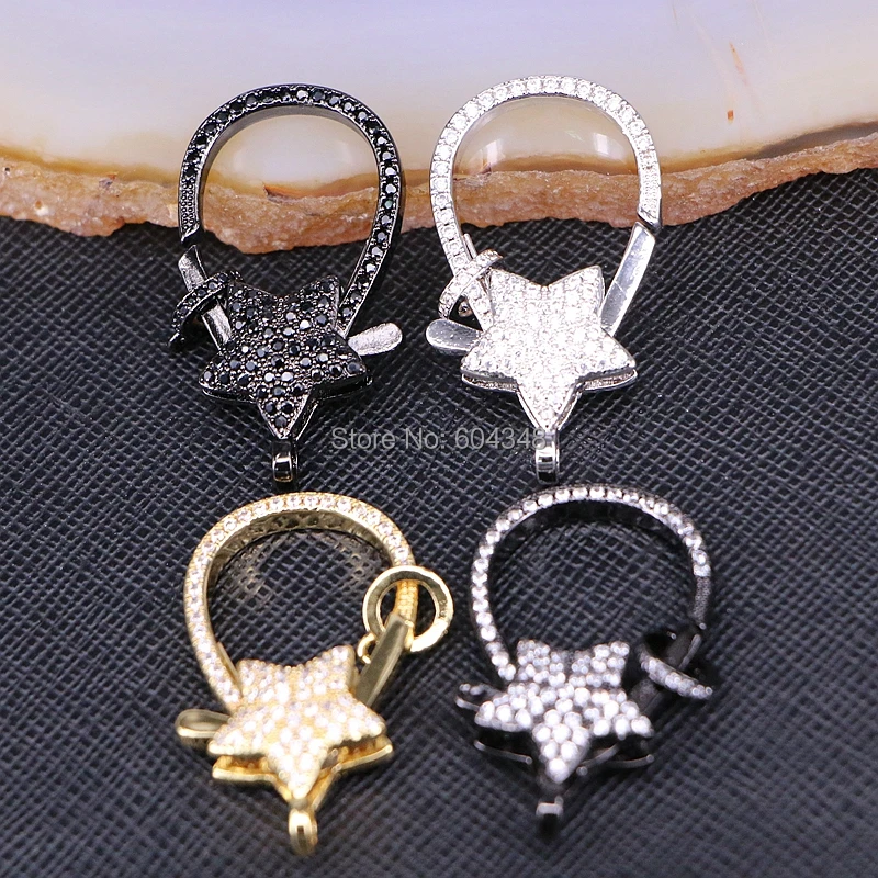 

5PCS ZYZ180-9122 Micro Pave Zircon Star Necklace Clasp Bracelet Connector CZ Lobster Clasp DIY Jewelry Making