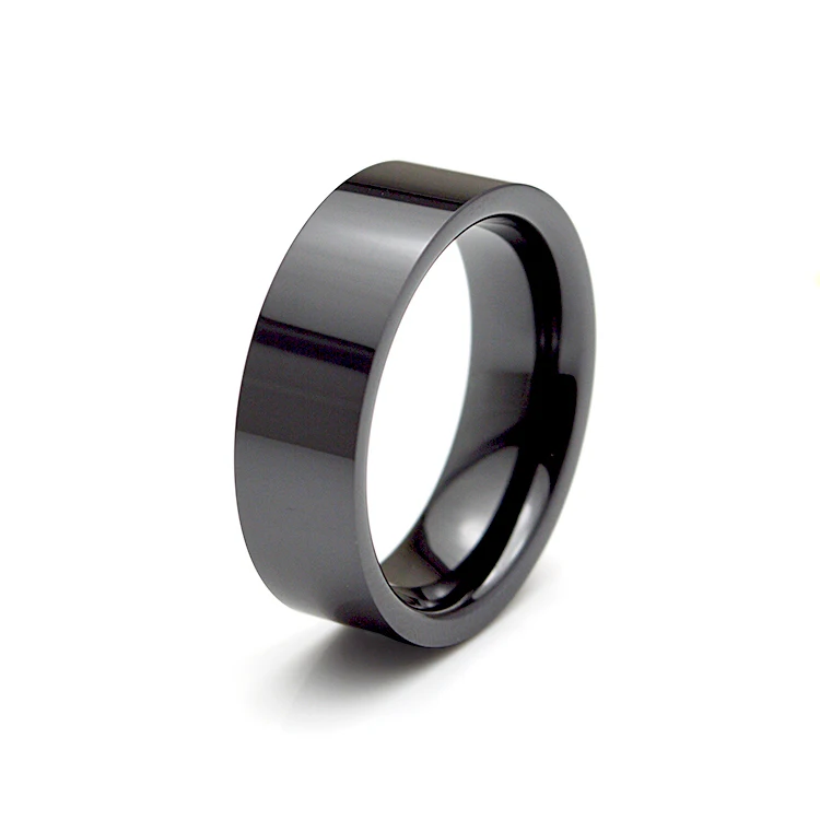 Free Shipping Luxury Brand 7mm High Polished Black Ceramic Ring Mens Wedding Engagement Band Ring WCE003R