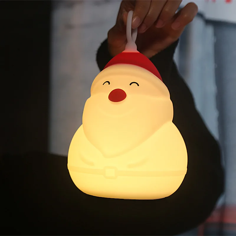 

7 Colors Touch Sensor Santa Claus Night Light Silicone Rechargeable Baby Kids Bedside Lamp Home Decor Birthday Christmas Gift