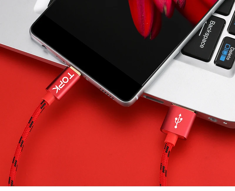 USB C кабель TOPK 5 шт. в упаковке ультра прочный и Дата-кабель usb type C кабель для OnePlus 2 3 Nexus 5X/6P xiaomi mi5 huawei P9 Lumia 950