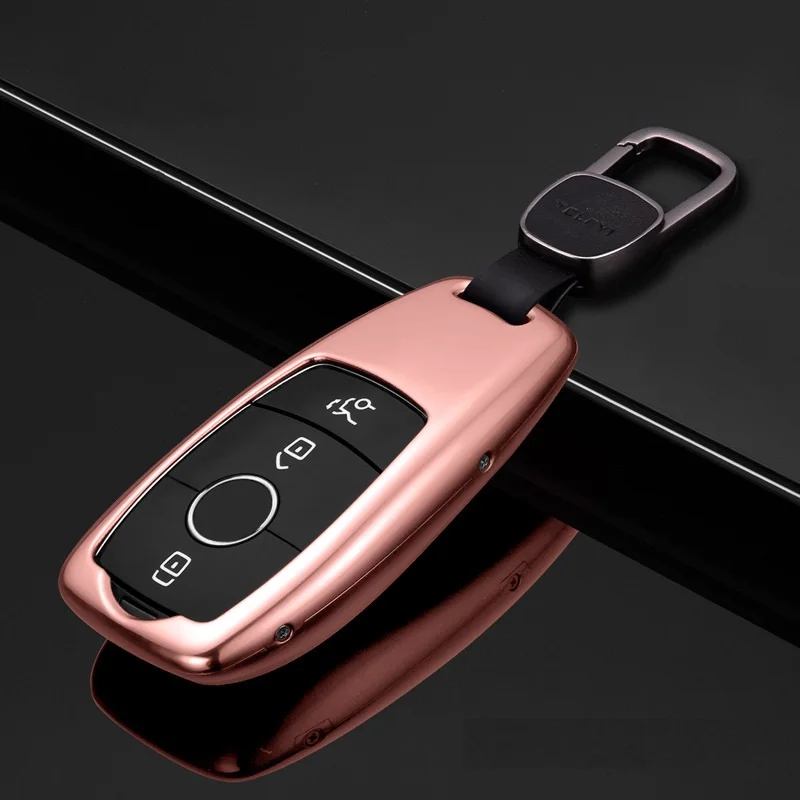 Автомобильный держатель для ключей из алюминиевого сплава, чехол для ключей Mercedes Benz E Class W213, хромированная цепочка, кольцо, крышка, аксессуары