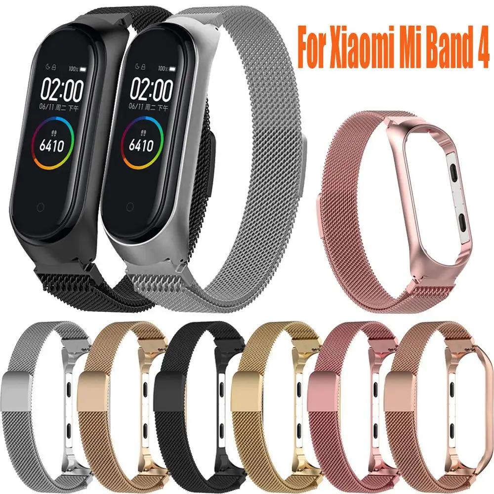 Ремешок Миланская петля из нержавеющей стали для Xiaomi Mi Band 4 магнитный браслет