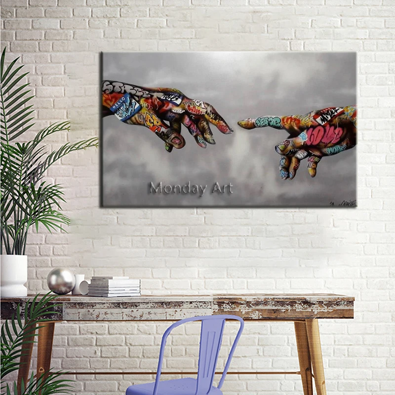 

Top aritist Hand painted Classical oil Painting Home Decor Canvas Art Michelangelo Creation Of Adam Wall Picture For Living Room
