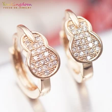 Yunkingdom pendientes únicos de cristal de diamante de imitación de Color dorado pequeños pendientes de aro para mujer joyería de moda 2018 K2044(China)