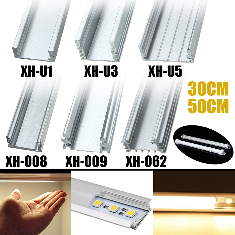 

New 30cm U/V/YW Style Aluminium Milky Cover Rigid Channel Holder forLED Bar Light Strip DIY Lighting Under Cabinet Cupboard Lamp