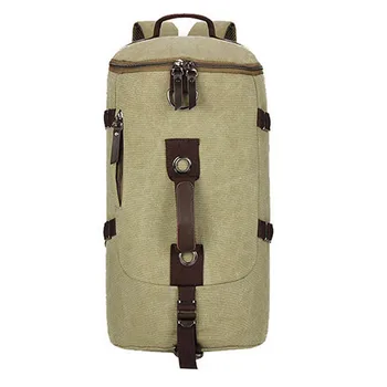 

New Arrival Men Canvas Backpack Barrel-shaped Bag Mochila Canvas Backpack Travel Shoulder Bags M0005 Free Shipping