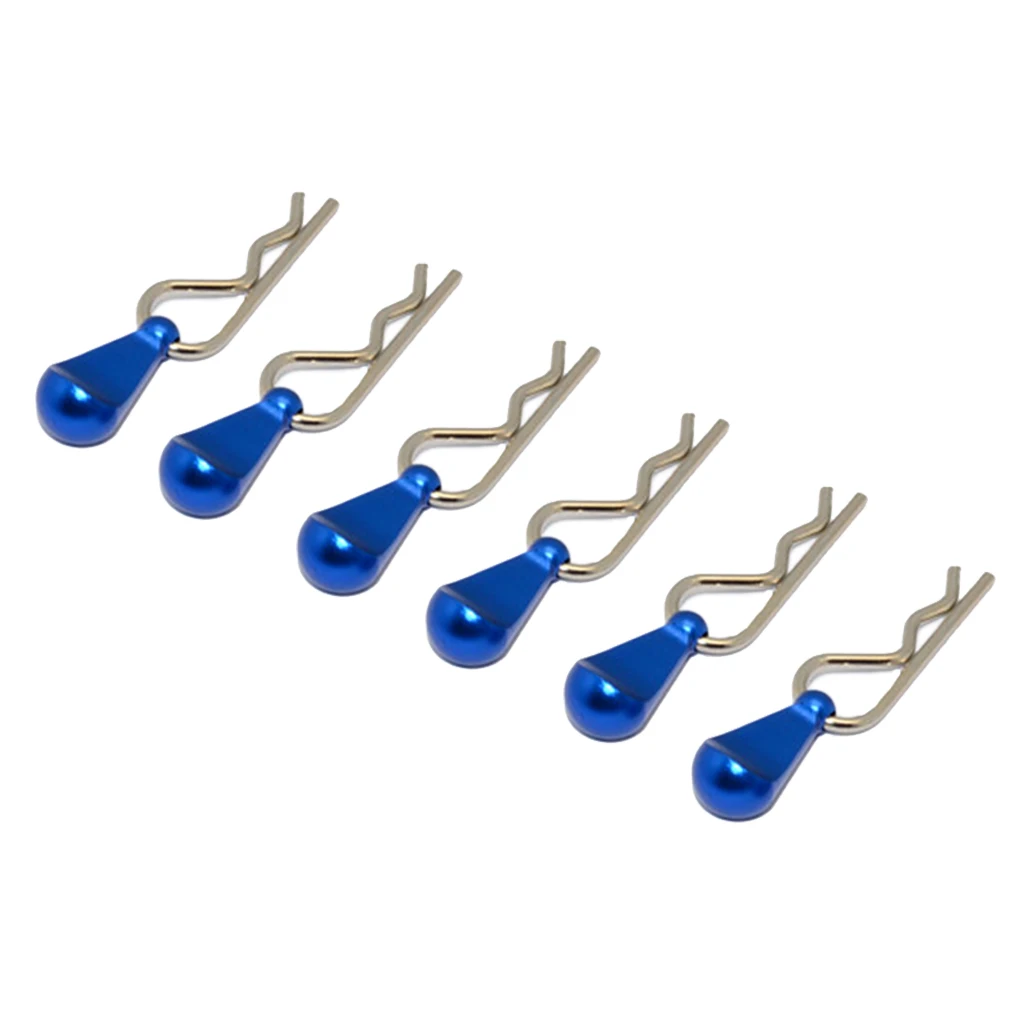 6pc Metal Body Clip Pins w/ Pull Tabs for 1/16 1/18 1/24 1/28 RC Truck Buggy