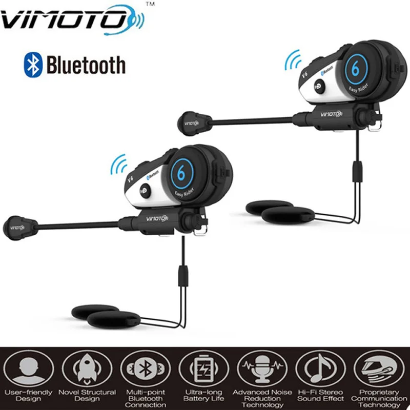 Easy Rider 2 szt. Vimoto V6 wielofunkcyjny 2-drożny radiotelefon BT Interphone kask motocyklowy zestaw słuchawkowy Bluetooth do interkomu Easy Rider 2 szt. Vimoto V6 wielofunkcyjny 2-drożny radiotelefon BT Interphone kask motocyklowy zestaw słuchawkowy Bluetooth do interkomu