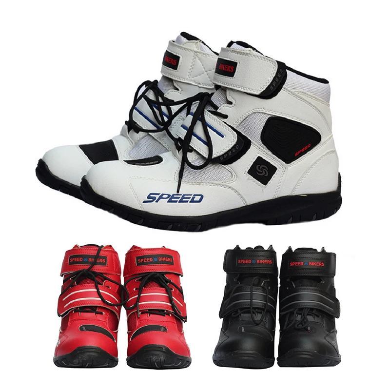 

Pair Motorcycle Boots Ankle Racing Leather Oxford Cloth Motocross Motorbike Riding Boots Shoes BIKERS Botas