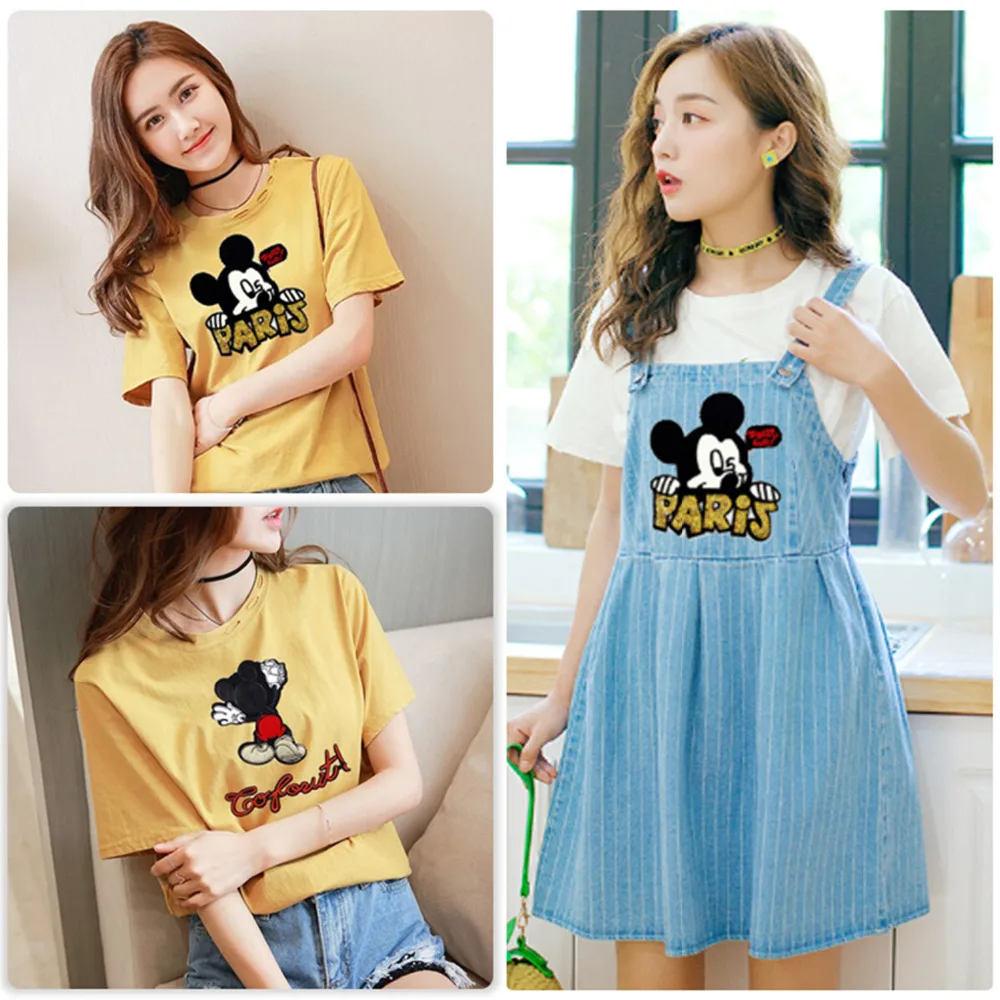 

Sew on Clothing Patches Fashion Embroidery Sequins Cartoon Mickey Badges Apparel Garment Bags T-shirt DIY