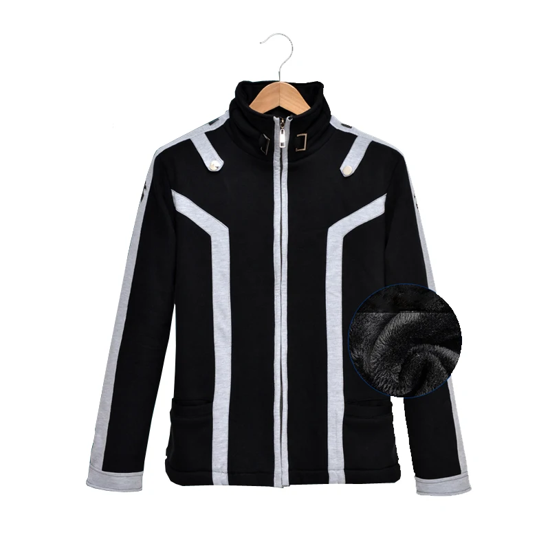Coshome Anime Sword Art Online Kirito Hoodies Cosplay Costumes Men Black Jacket Thick Coat For Halloween Party (2)