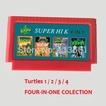 Лучшие продажи 8 бит игровой картридж редкая игровая корзина горячие подарки для детей- черепахи супер HIK 4 в 1