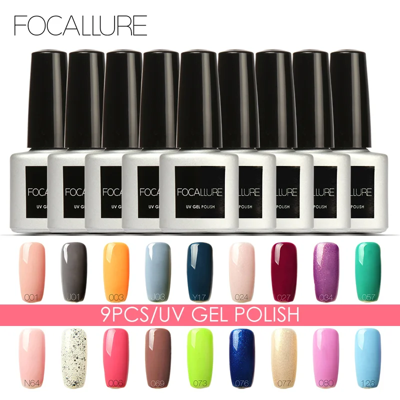 FOCALLURE 9Pcs/lot Newest Color Gel Polish Nail Set Long Lasting Led Sexy Color Series UV Nail Gel High Quality 7ML Salon Gel FOCALLURE 9Pcs/lot Newest Color Gel Polish Nail Set Long Lasting Led Sexy Color Series UV Nail Gel High Quality 7ML Salon Gel