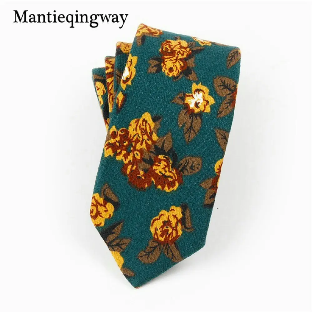Mantieqingway 6 см модные мужские хлопковые цветочные печатные полосатые свадебные галстуки Тонкий Повседневный Бизнес Gravatas аксессуары Галстуки - Цвет: 05