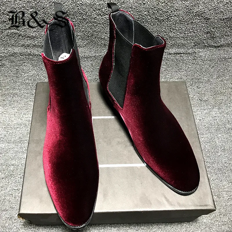 Черные и уличные мужские темно-красные вельветовые из натуральной кожи Нежные Мужские модельные деловые свадебные ботинки челси британский стиль западный сезон ботинки