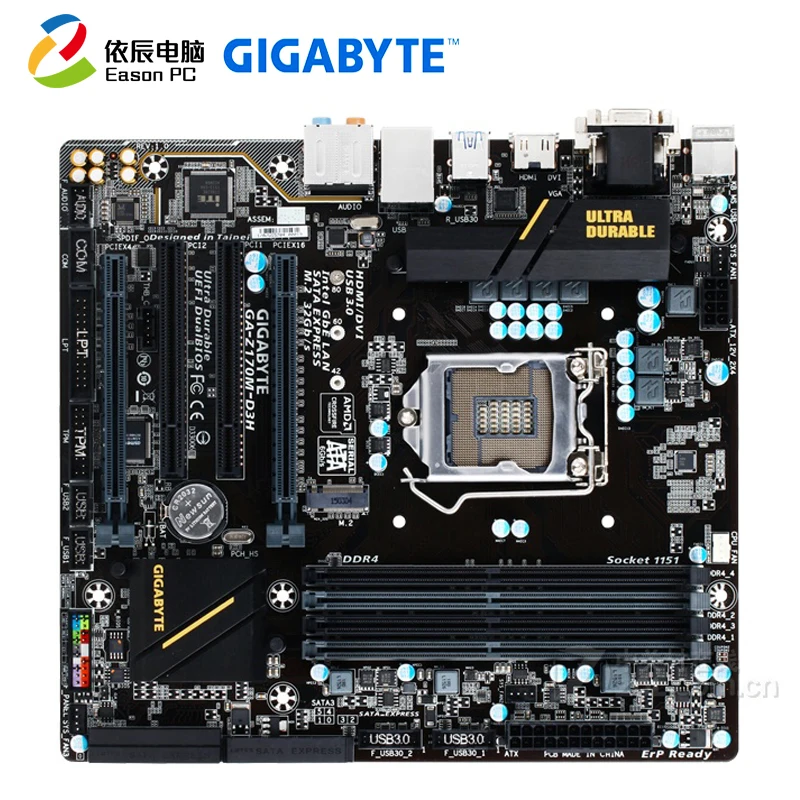 GIGABYTE GA-Z170M-D3H рабочего Материнская плата LGA1151 i3 i5 i7 DDR4 64G M.2 микро-atx корпус