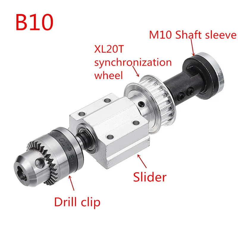 

Unpowered DIY Woodworking Cutting Grinding Spindle Trimming Belt B10/JTO Drill Chuck Set Small Lathe Accessories for Table Saw