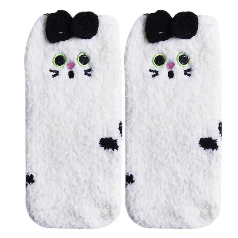 Высокое качество Novetly животных коралловый флис мягкие теплые пушистые тапочки пижамные носки Рождественский подарок - Цвет: kids