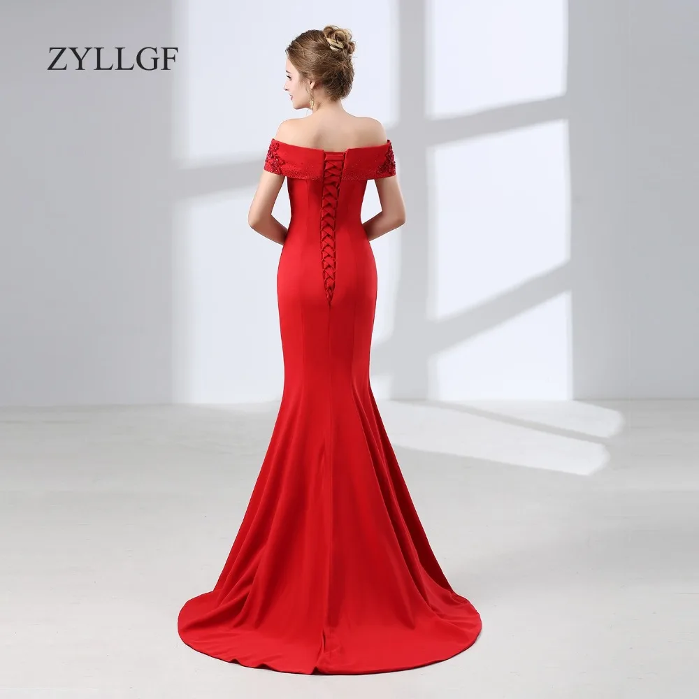 ZYLLGF подружек невесты-платья для женщин Русалка корсет сзади бисером длинное красное винтажное вечернее платье с цветами ZY21