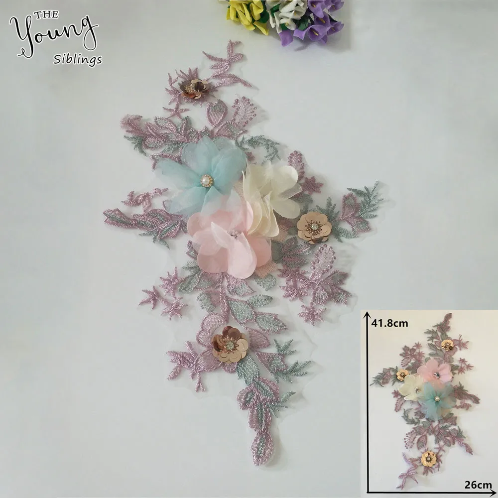 

Brand new 3D Flower Lace Neckline Fabric Embroidery Applique Sequin Lace Collar Sewing Tulle DIY Dresses Accessory Scrapbooking