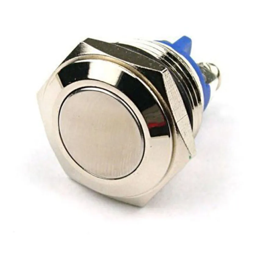 Модный высококачественный 16 мм антивандальный мгновенный стальной металлический кнопочный переключатель плоский верхний стальной металлический кнопочный#0802