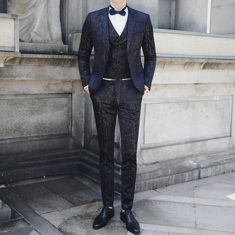 Вечерние костюмы для выпускного Для мужчин Slim Fit Комплект из 3 предметов