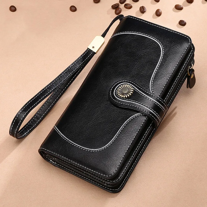 

Women's long large-capacity multi-functional leather wallet Explosion models European and American vintage embossed clutch