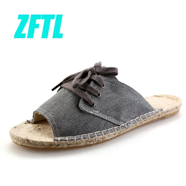 ZFTL/Новинка; мужские тапочки; тканые тапочки; Мужские Пляжные шлепанцы; Мужская Летняя обувь ручной работы; мужские Нескользящие сандалии; 075 - Цвет: Gary Slippers