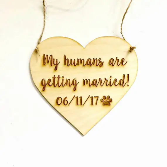 

Personalized My Humans Are Getting Married Sign,Dog Pet Photo Prop, Engagement Pet Sign, Rustic Wedding Dog Bone,