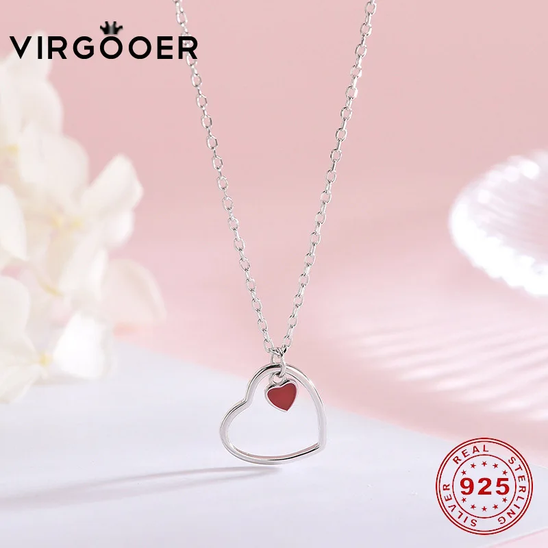 Virgooer Настоящее S925 серебро сердце ожерелье s для женщин ювелирные изделия любовь