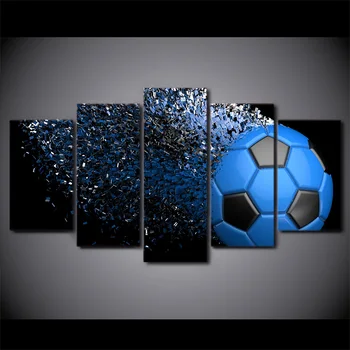 

5 Pcs Blue Football Fragmentation Canvas HD Printed Poster Frame Painting Wall Art Pictures Framework Decoracao Para Casa