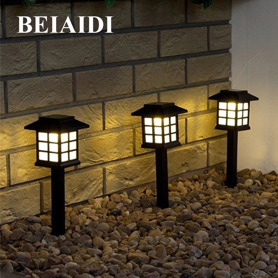 

BEIAIDI 4PCS Palace Lantern Solar Garden Stake Lawn Light Outdoor Solar Spotlight Pathway Paver Patio Solar Underground Light