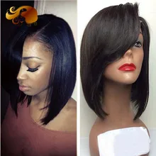 Side Part Short Human Hair Bob Wigs Bleached Knots 8A Brazilian Virgin Hair Lace Front Wigs Bob Cut Wig Glueless Full lace Wigs
