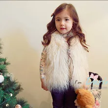 Детская верхняя одежда-новинка пальто с мехом модное меховое пальто для девочек на осень-зиму меховая жилетка бежевого и чёрного цвета
