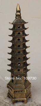 

001069 12' Tibet Buddhism temple Bronze wen chang Buddha tower stupa Pagoda statue
