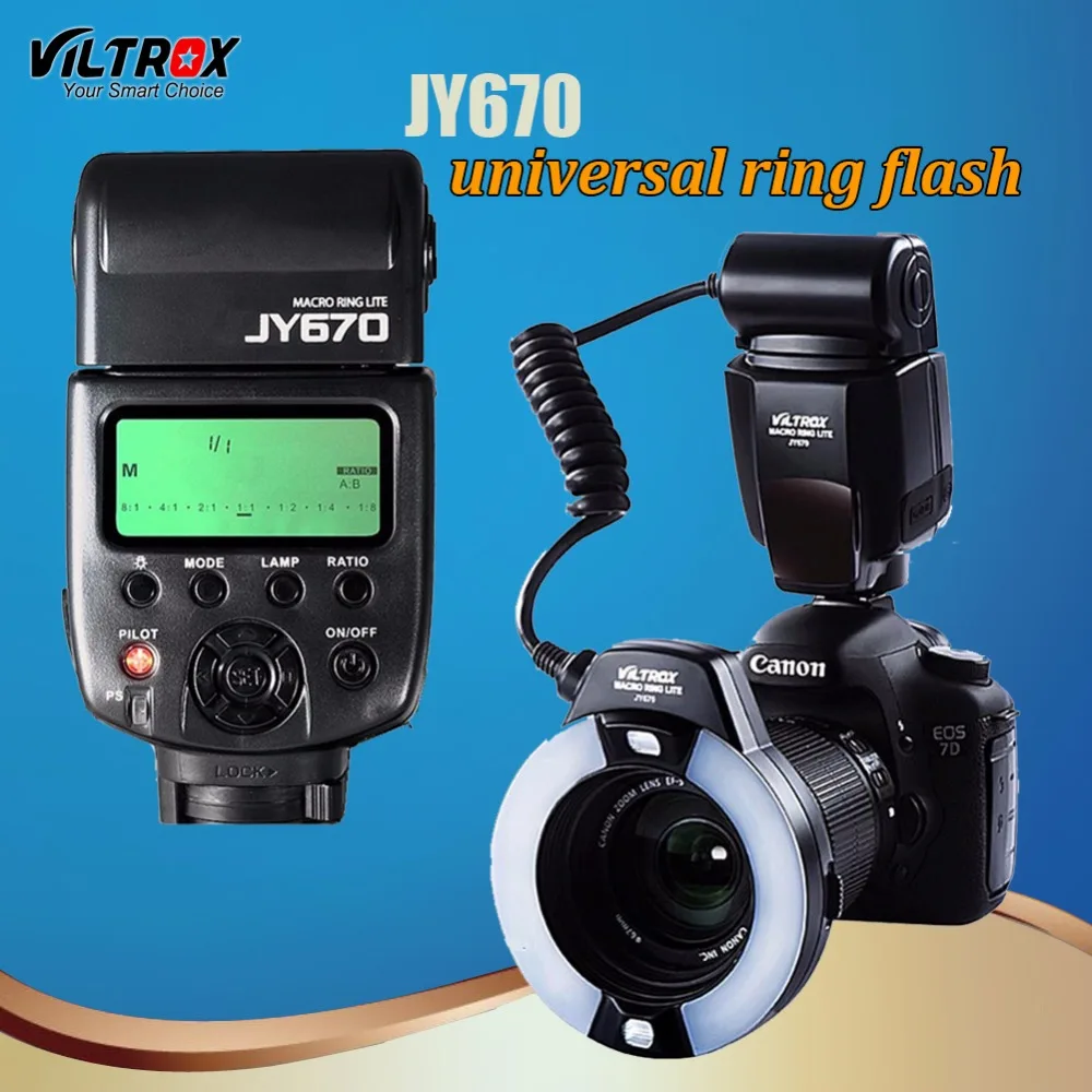 

Viltrox JY-670 LED Macro Ring Camera Speedlite Flash light for Canon 1300D 7D Mark II Nikon D810A 90D Pentax Olympus Panasonic