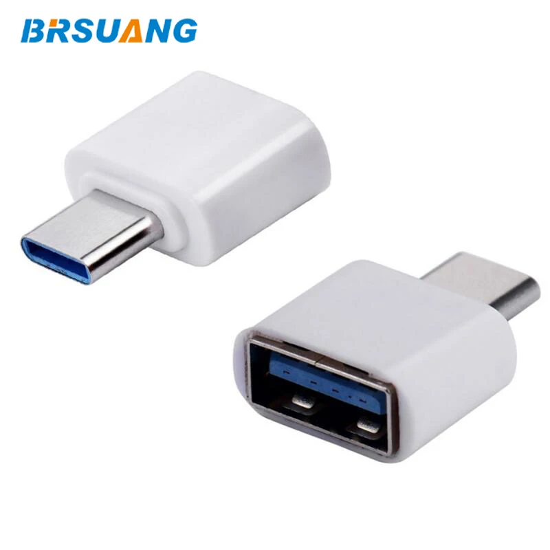 

50pcs/lot BRSUANG Portable USB Female to USB-C Type C OTG Male Data Adapter For Mobile Phone Tablet Mouse Keyboard U Disk Etc.