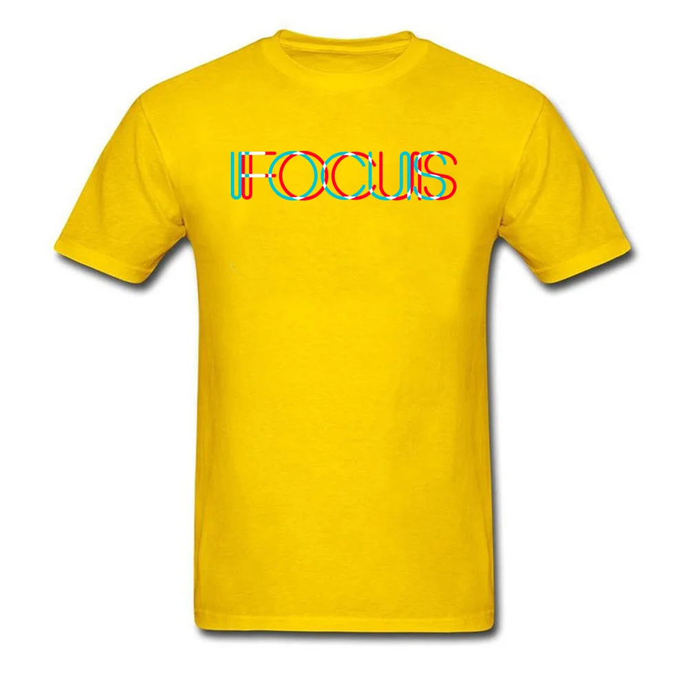 Casual FOCUS Tops & Tees for Men Classic Summer Round Neck 100% Cotton Short Sleeve T-shirts Custom Tee-Shirts FOCUS yellow