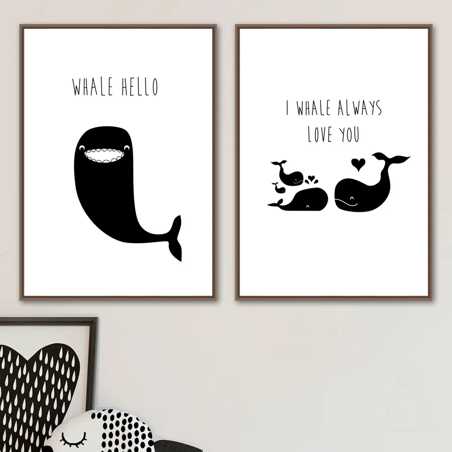 Cartoon Whale Quotes Nordic Posters And Prints Wall Art Canvas Painting Black White Animal Nursery Wall Pictures Kids Room Decor Cartoon Whale Quotes Nordic Posters And Prints Wall Art Canvas Painting Black White Animal Nursery Wall Pictures Kids Room Decor