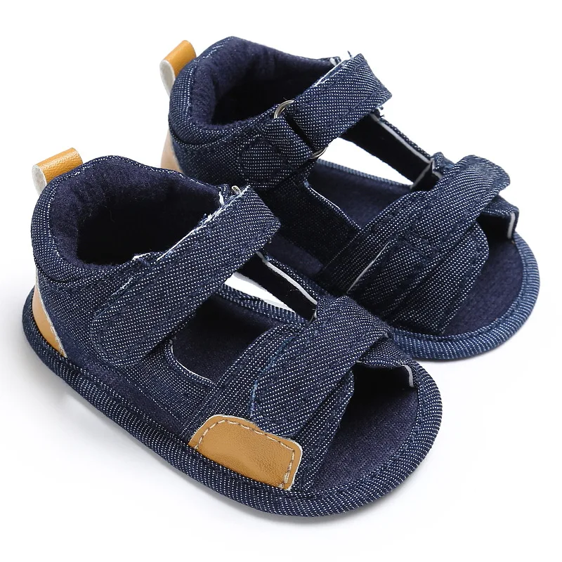 

2019 hot new 2 color denim baby Velcro Newborn toddler shoes baby shoes dark blue sky blue baby boy girls shoes