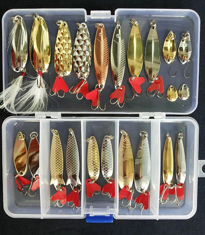 Nuevo señuelo multipesca de colores mezclados de plástico de cebo de Metal suave juego de aparejos de Pesca Wobbler cuchara Pesca Peche artificiales