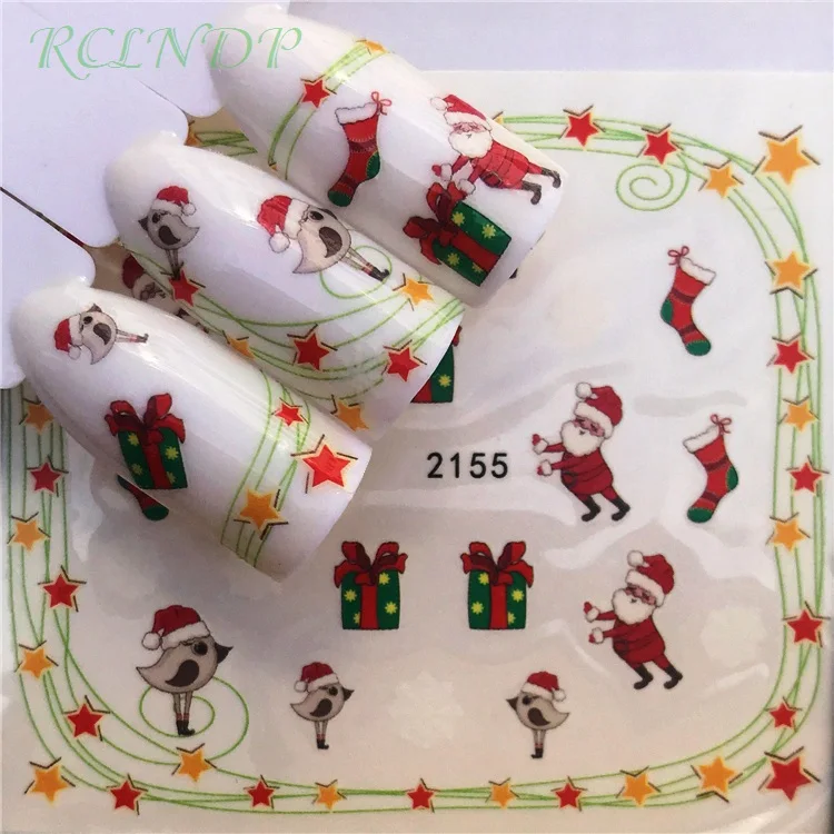 Наклейки для ногтей художественные украшения слайдер веселая Рождественская елка шляпы клейкие Водные Наклейки маникюрный лак аксессуары лак фольга - Цвет: Черный