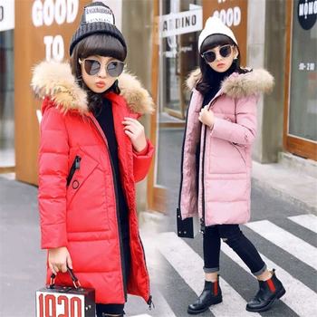 

2019 new children's wear girls down cotton cotton coat winter thick cotton suit large children's long cotton jacket