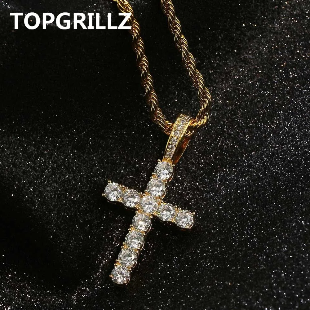 

TOPGRILLZ Hip Hop Pico Harvey Cross Pendant Necklace Micro Pave AAAA+ Cubic Zirconia Egyptian Style Necklace 24" 30" Chain