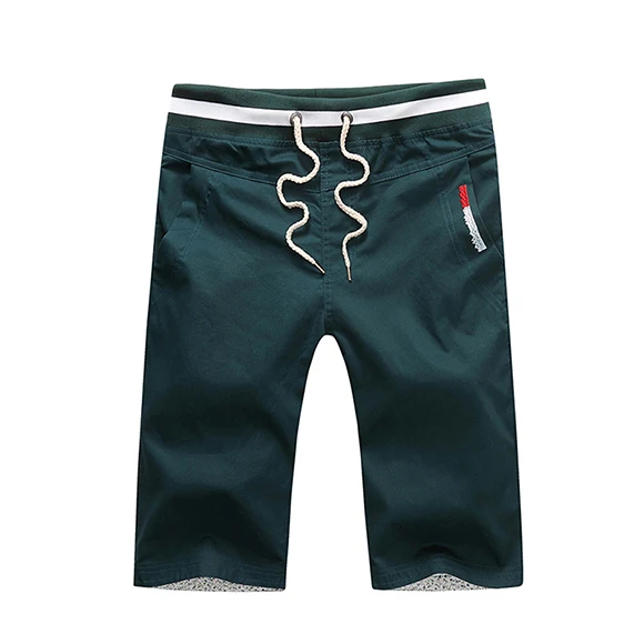 Dark green Летние и осенние эластичные шорты для мужчин, прямые шорты с коротким карманом, хлопковые повседневные шорты разных цветов на выбор - Цвет: Dark green