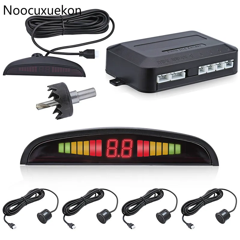 Car LED Parking Sensor Kit 4 Sensors 22mm Backlight Display Reverse Backup Radar Monitor System 12V 6 Colors