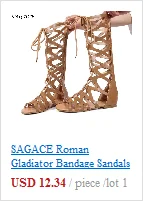 SAGACE летние сандалии Для женщин Стразы Рыбацкая и на платформе, на толстом каблуке женские, с вырезами в римском стиле, с Молния сзади повседневная обувь Chaussures; большие размеры# 4z