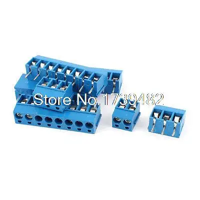 

300V 16A TY300 8P 8 Position 5mm Pitch Screw Terminal Barrier Blocks Blue 5pcs
